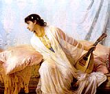 Edwin Longsden Long Canvas Paintings - To Her Listening Ear Responsive Chords of Music Came Familiar